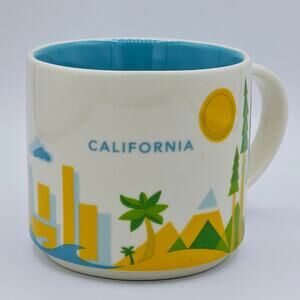 Starbucks Mug Coffee Cup California Logo Blue inside Sun Clouds Tide